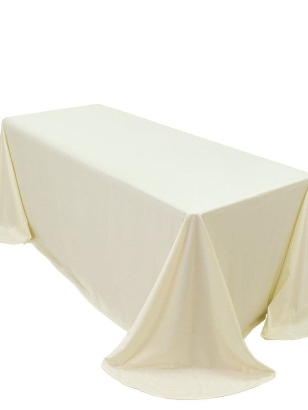 Luxury Rectangular Solid Cream/Ivory Tablecloth 90" X 132"